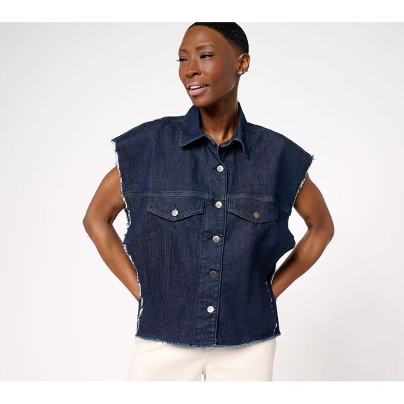 Women with Control Women's Plus Sz Jacket 1X My Wonder Denim Blue A607246 - Picture 1 of 4